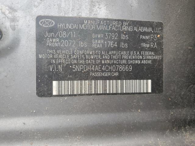 Photo 11 VIN: 5NPDH4AE4CH078669 - HYUNDAI ELANTRA GL 