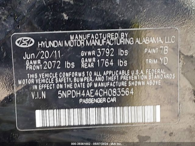 Photo 8 VIN: 5NPDH4AE4CH083564 - HYUNDAI ELANTRA 