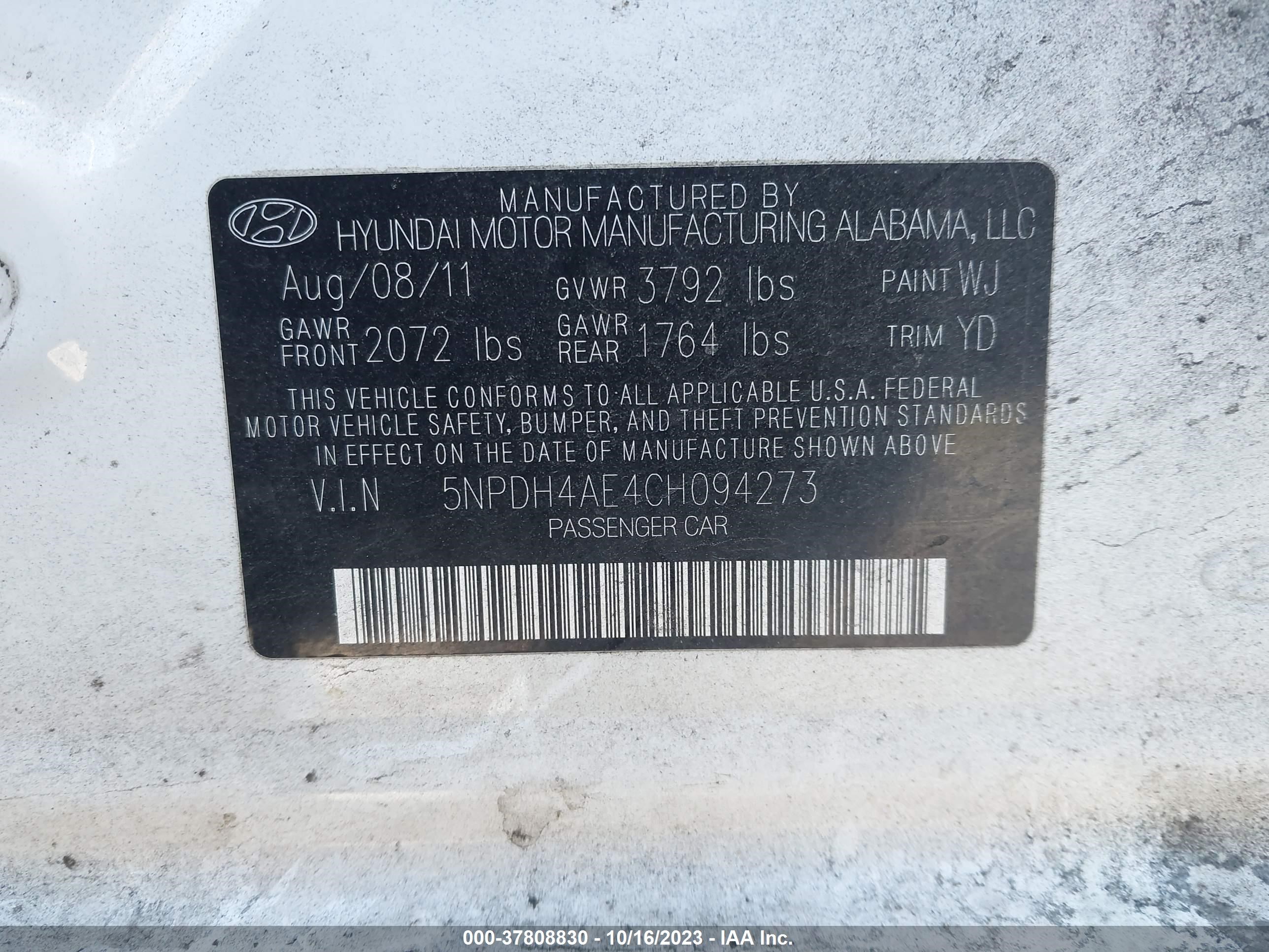 Photo 8 VIN: 5NPDH4AE4CH094273 - HYUNDAI ELANTRA 