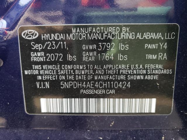 Photo 9 VIN: 5NPDH4AE4CH110424 - HYUNDAI ELANTRA GL 