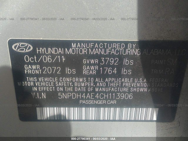 Photo 8 VIN: 5NPDH4AE4CH113906 - HYUNDAI ELANTRA 