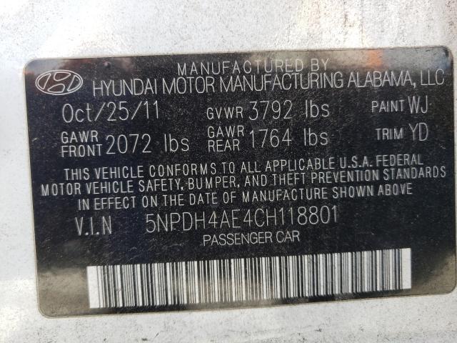 Photo 9 VIN: 5NPDH4AE4CH118801 - HYUNDAI ELANTRA GL 