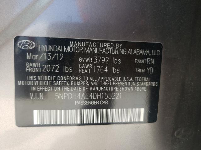 Photo 9 VIN: 5NPDH4AE4DH155221 - HYUNDAI ELANTRA GL 