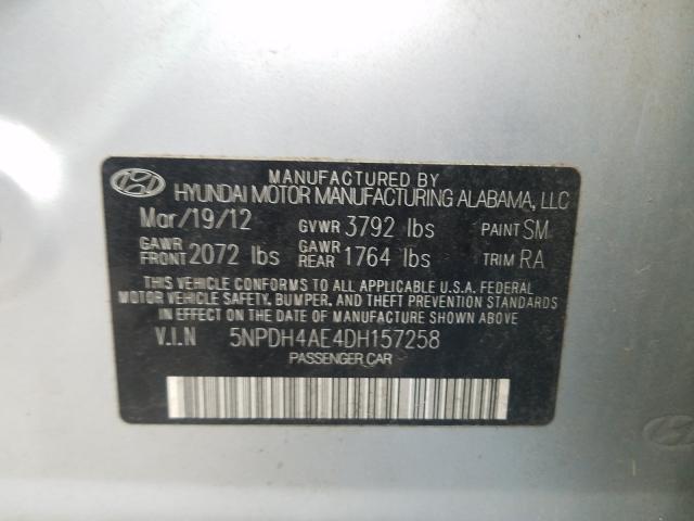 Photo 9 VIN: 5NPDH4AE4DH157258 - HYUNDAI ELANTRA GL 