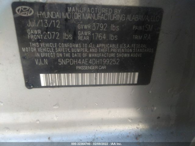 Photo 8 VIN: 5NPDH4AE4DH199252 - HYUNDAI ELANTRA 