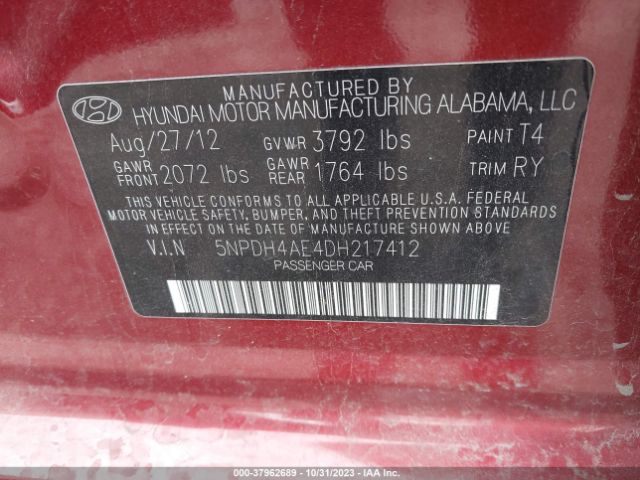 Photo 8 VIN: 5NPDH4AE4DH217412 - HYUNDAI ELANTRA 