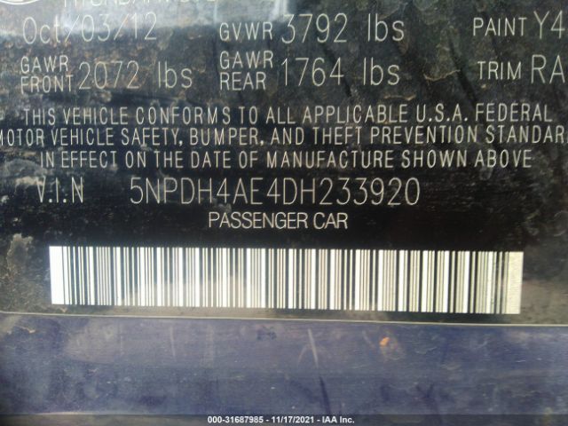 Photo 8 VIN: 5NPDH4AE4DH233920 - HYUNDAI ELANTRA 