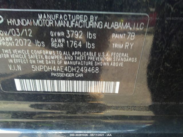 Photo 8 VIN: 5NPDH4AE4DH249468 - HYUNDAI ELANTRA 