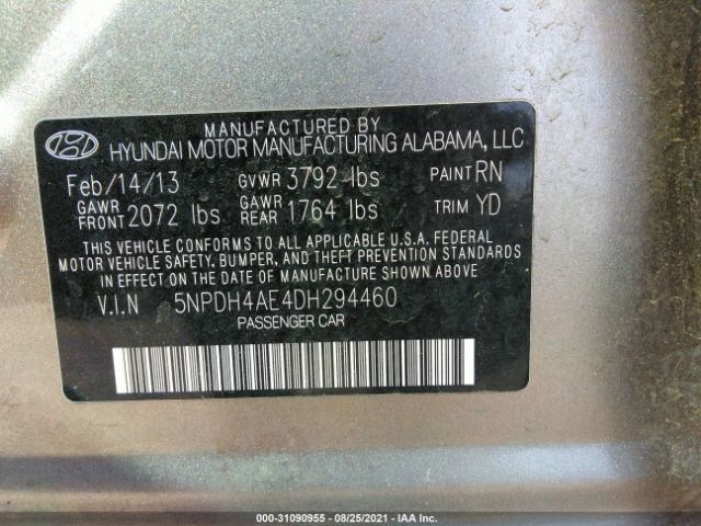 Photo 8 VIN: 5NPDH4AE4DH294460 - HYUNDAI ELANTRA 