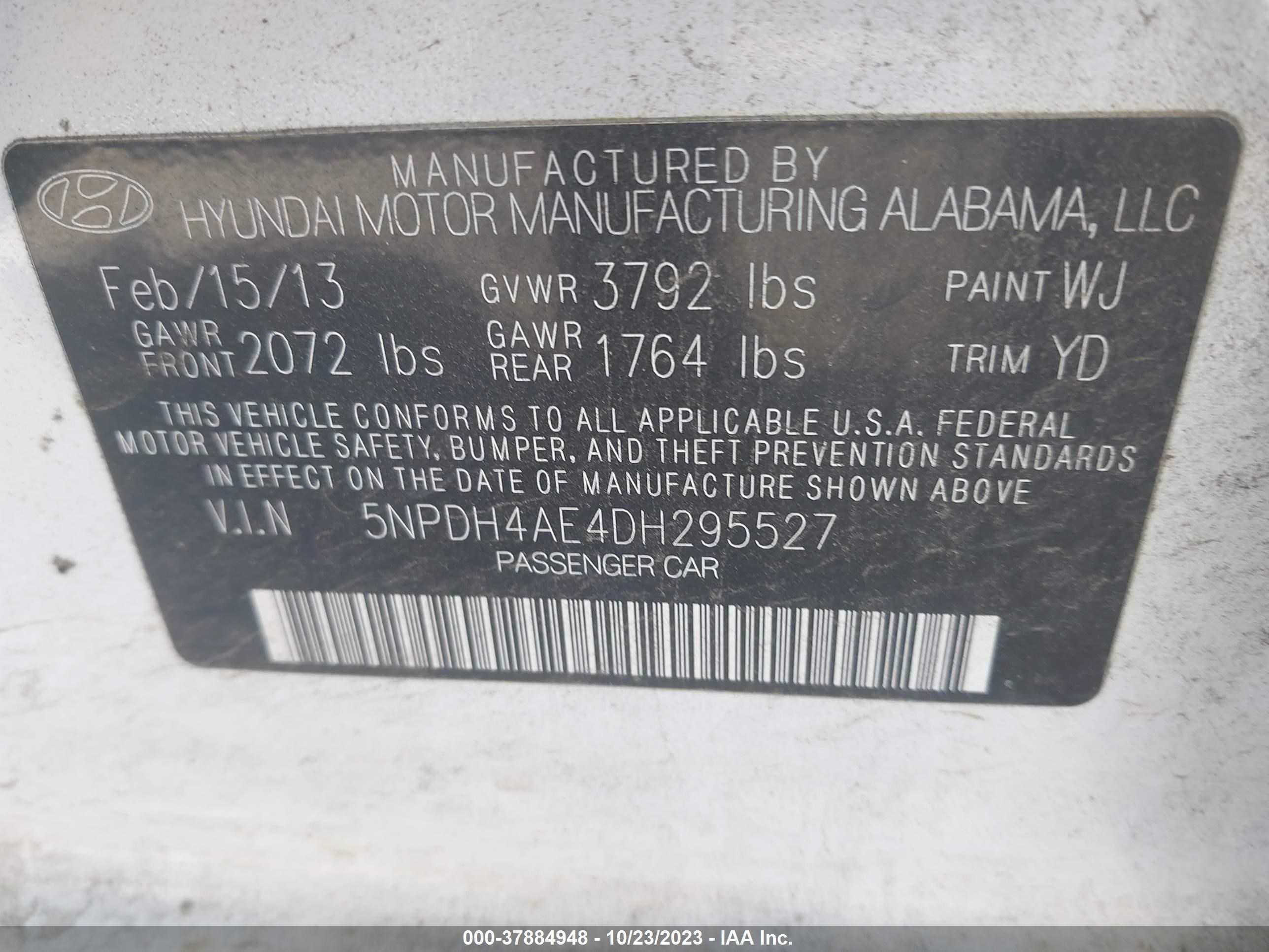 Photo 8 VIN: 5NPDH4AE4DH295527 - HYUNDAI ELANTRA 