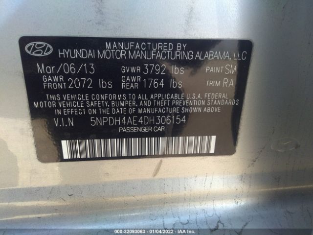 Photo 8 VIN: 5NPDH4AE4DH306154 - HYUNDAI ELANTRA 