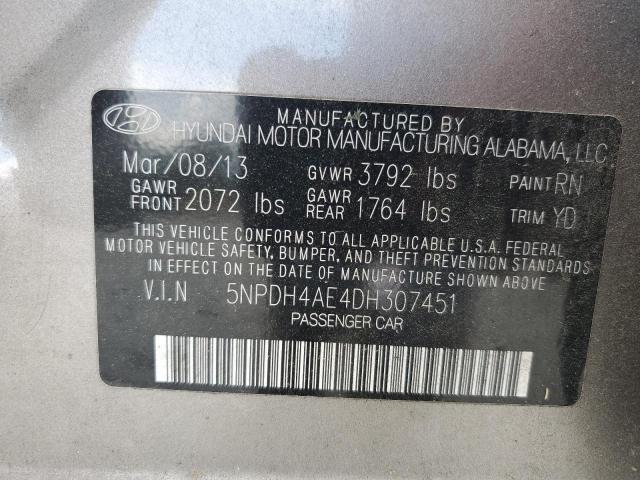 Photo 9 VIN: 5NPDH4AE4DH307451 - HYUNDAI ELANTRA GL 