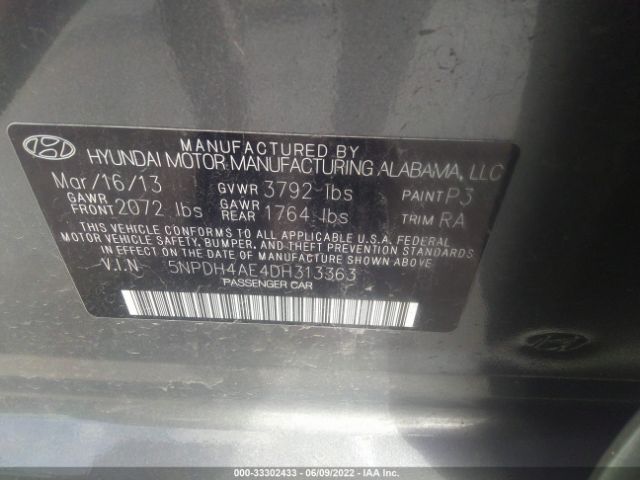 Photo 8 VIN: 5NPDH4AE4DH313363 - HYUNDAI ELANTRA 