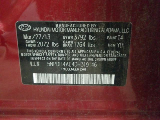 Photo 9 VIN: 5NPDH4AE4DH319146 - HYUNDAI ELANTRA GL 