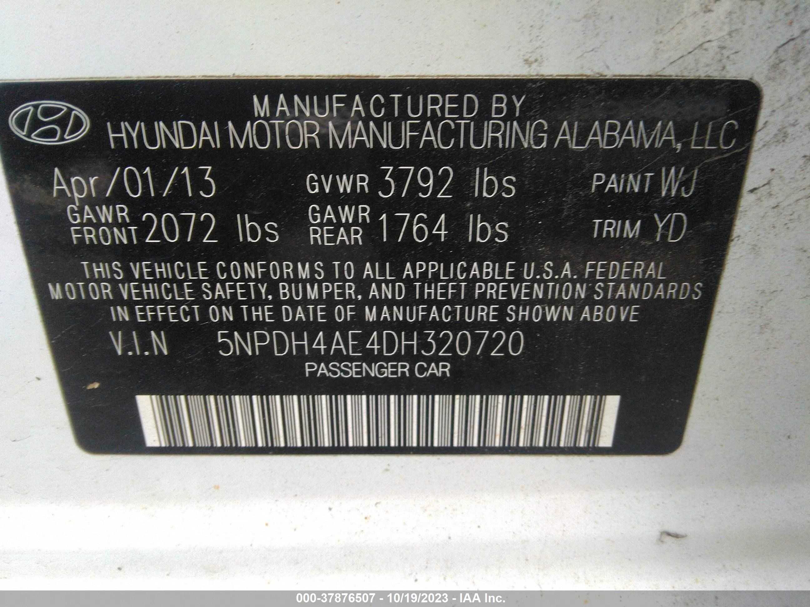 Photo 8 VIN: 5NPDH4AE4DH320720 - HYUNDAI ELANTRA 