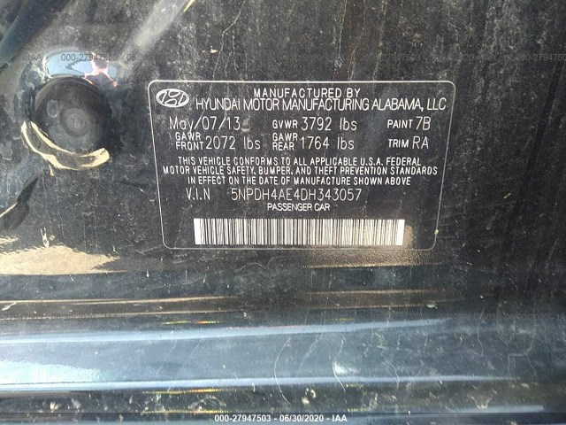 Photo 8 VIN: 5NPDH4AE4DH343057 - HYUNDAI ELANTRA 