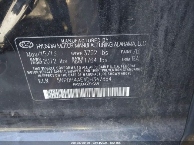 Photo 8 VIN: 5NPDH4AE4DH347884 - HYUNDAI ELANTRA 