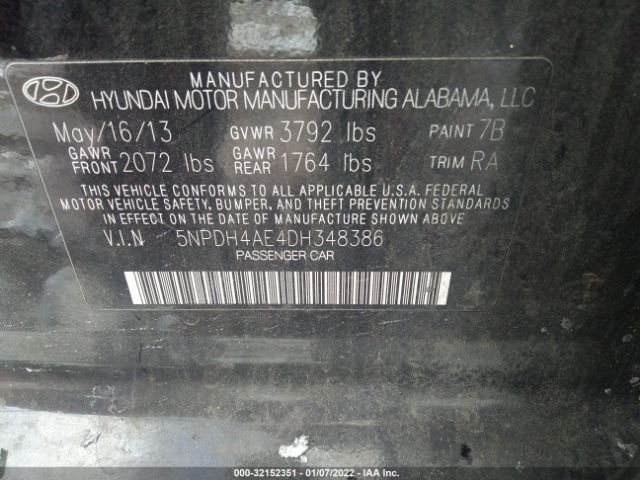 Photo 8 VIN: 5NPDH4AE4DH348386 - HYUNDAI ELANTRA 