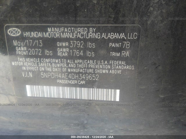 Photo 8 VIN: 5NPDH4AE4DH349652 - HYUNDAI ELANTRA 