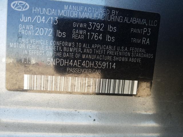 Photo 9 VIN: 5NPDH4AE4DH359114 - HYUNDAI ELANTRA GL 