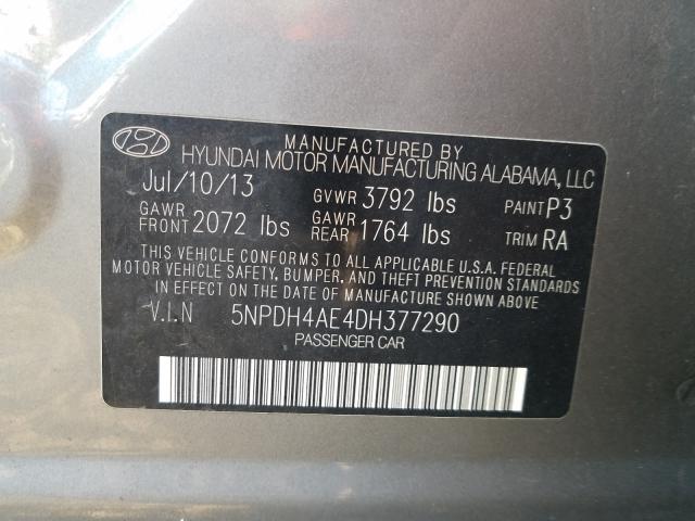 Photo 9 VIN: 5NPDH4AE4DH377290 - HYUNDAI ELANTRA GL 