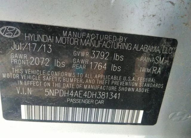 Photo 8 VIN: 5NPDH4AE4DH381341 - HYUNDAI ELANTRA 