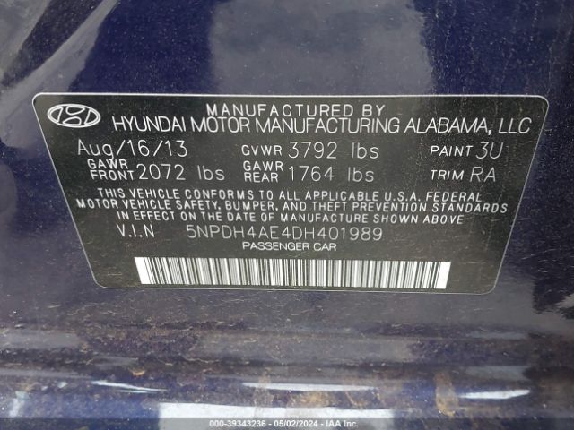 Photo 8 VIN: 5NPDH4AE4DH401989 - HYUNDAI ELANTRA 