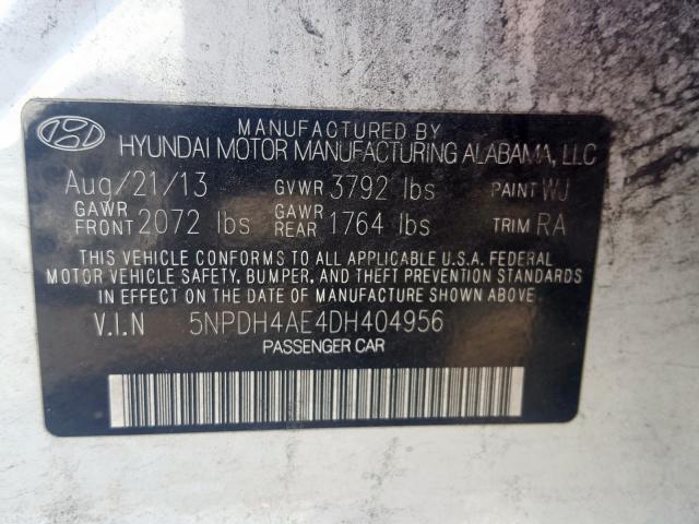 Photo 9 VIN: 5NPDH4AE4DH404956 - HYUNDAI ELANTRA GL 