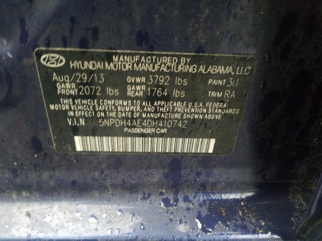 Photo 9 VIN: 5NPDH4AE4DH410742 - HYUNDAI ELANTRA GL 