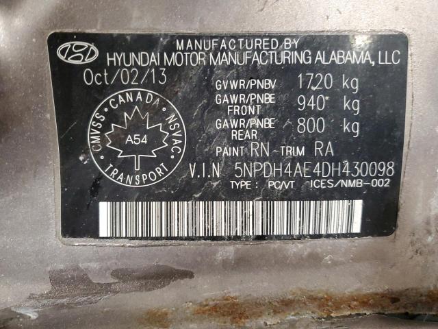 Photo 12 VIN: 5NPDH4AE4DH430098 - HYUNDAI ELANTRA 