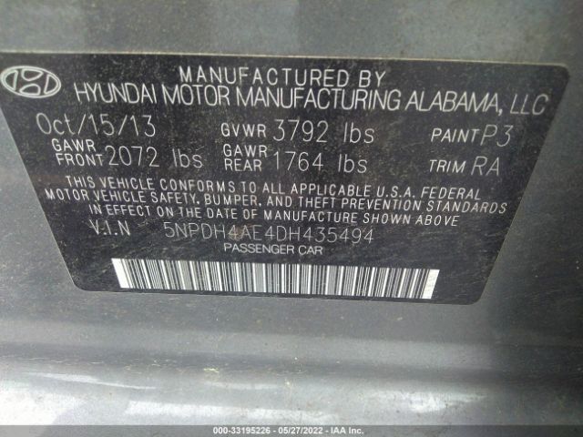 Photo 8 VIN: 5NPDH4AE4DH435494 - HYUNDAI ELANTRA 