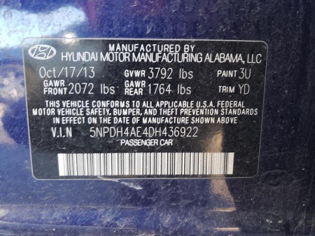 Photo 11 VIN: 5NPDH4AE4DH436922 - HYUNDAI ELANTRA 