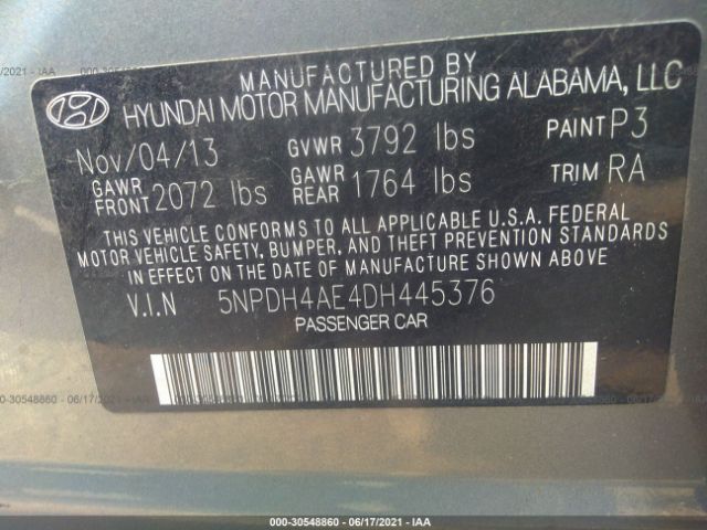 Photo 8 VIN: 5NPDH4AE4DH445376 - HYUNDAI ELANTRA 