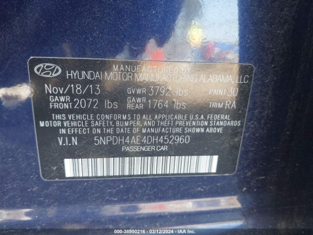 Photo 8 VIN: 5NPDH4AE4DH452960 - HYUNDAI ELANTRA 