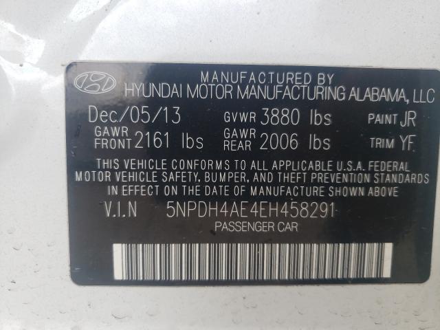 Photo 9 VIN: 5NPDH4AE4EH458291 - HYUNDAI ELANTRA SE 