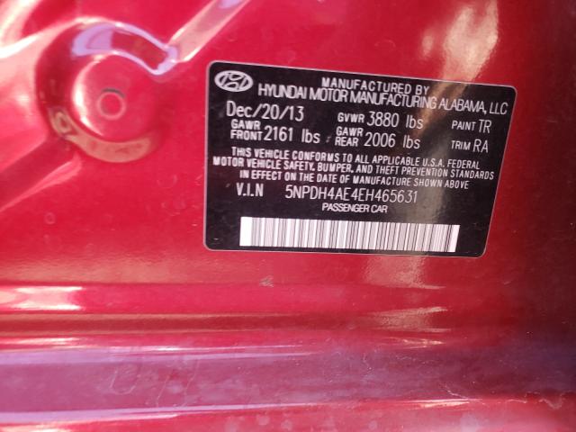 Photo 9 VIN: 5NPDH4AE4EH465631 - HYUNDAI ELANTRA SE 