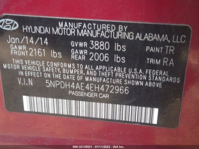 Photo 8 VIN: 5NPDH4AE4EH472966 - HYUNDAI ELANTRA 