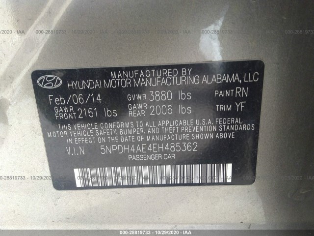 Photo 8 VIN: 5NPDH4AE4EH485362 - HYUNDAI ELANTRA 