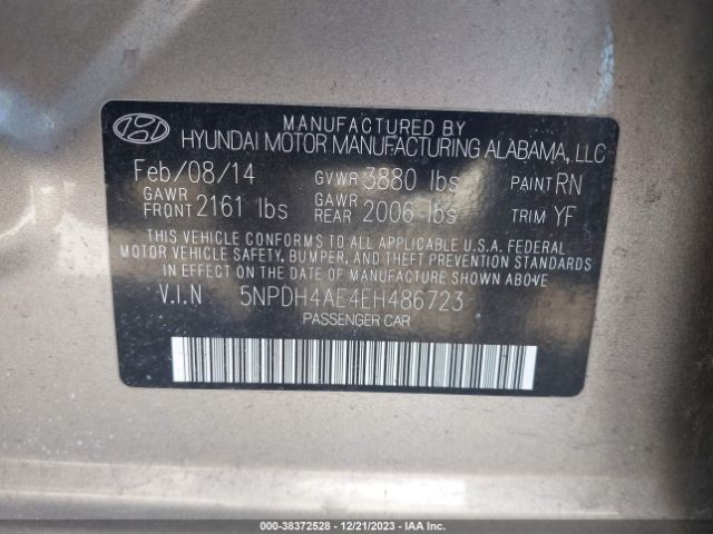 Photo 8 VIN: 5NPDH4AE4EH486723 - HYUNDAI ELANTRA 