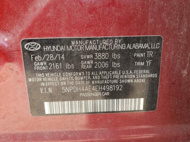 Photo 9 VIN: 5NPDH4AE4EH498192 - HYUNDAI ELANTRA SE 