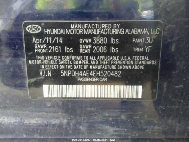 Photo 8 VIN: 5NPDH4AE4EH520482 - HYUNDAI ELANTRA 