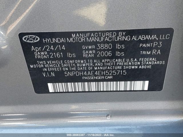 Photo 8 VIN: 5NPDH4AE4EH525715 - HYUNDAI ELANTRA 