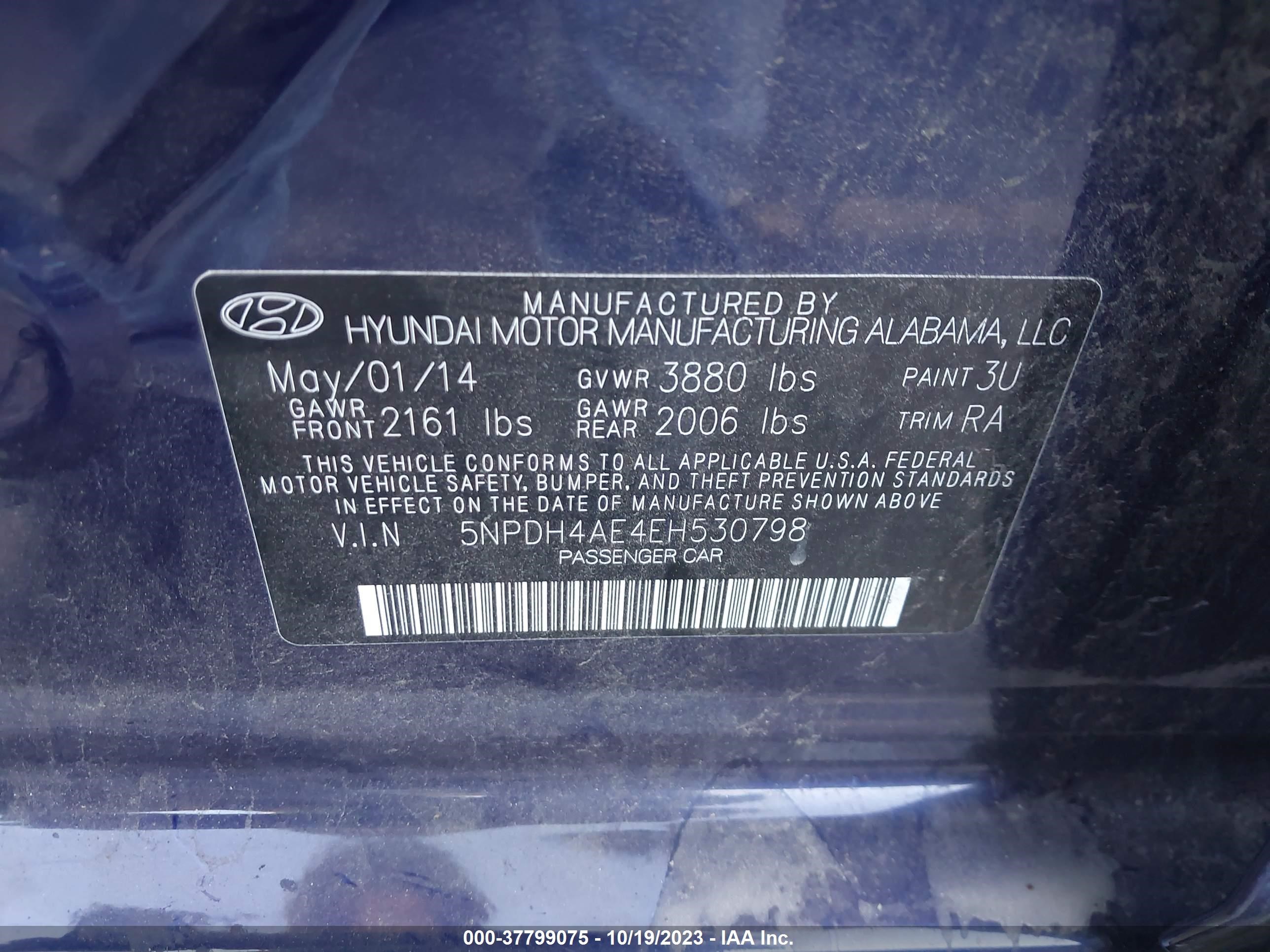 Photo 8 VIN: 5NPDH4AE4EH530798 - HYUNDAI ELANTRA 