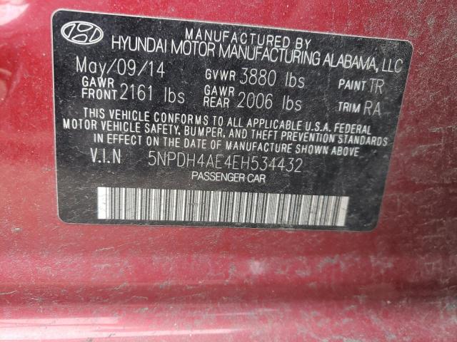 Photo 11 VIN: 5NPDH4AE4EH534432 - HYUNDAI ELANTRA SE 