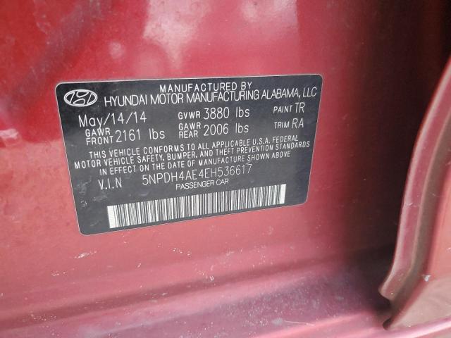 Photo 12 VIN: 5NPDH4AE4EH536617 - HYUNDAI ELANTRA SE 