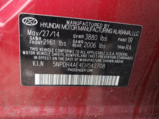 Photo 11 VIN: 5NPDH4AE4EH542708 - HYUNDAI ELANTRA SE 