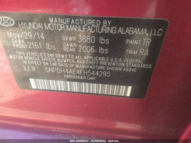 Photo 8 VIN: 5NPDH4AE4EH544295 - HYUNDAI ELANTRA 