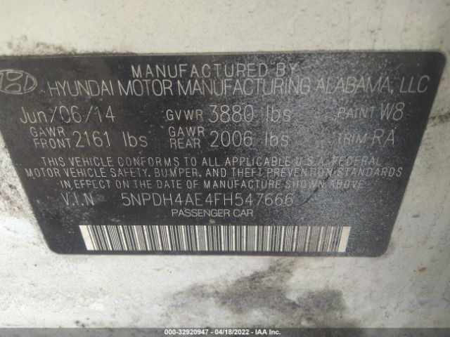 Photo 8 VIN: 5NPDH4AE4FH547666 - HYUNDAI ELANTRA 