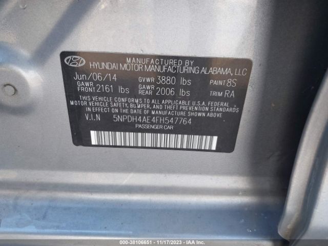 Photo 8 VIN: 5NPDH4AE4FH547764 - HYUNDAI ELANTRA 