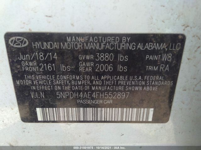 Photo 8 VIN: 5NPDH4AE4FH552897 - HYUNDAI ELANTRA 